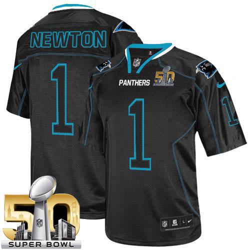 Nike Panthers #1 Cam Newton Lights Out Black Super Bowl 50 Youth Stitched NFL Elite Jersey