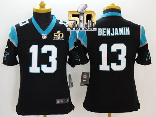 Nike Panthers #13 Kelvin Benjamin Black Team Color Super Bowl 50 Youth Stitched NFL Limited Jersey