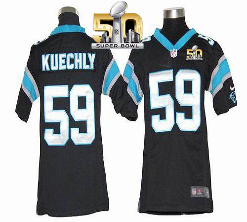 Nike Panthers #59 Luke Kuechly Black Team Color Super Bowl 50 Youth Stitched NFL Elite Jersey