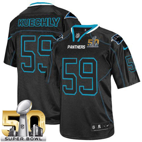 Nike Panthers #59 Luke Kuechly Lights Out Black Super Bowl 50 Youth Stitched NFL Elite Jersey