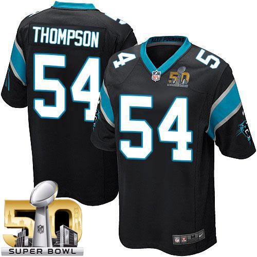 Nike Panthers #54 Shaq Thompson Black Team Color Super Bowl 50 Youth Stitched NFL Elite Jersey