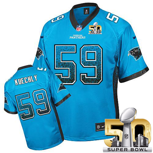 Nike Panthers #59 Luke Kuechly Blue Alternate Super Bowl 50 Youth Stitched NFL Elite Drift Fashion Jersey