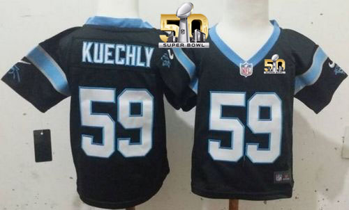 Toddler Nike Panthers #59 Luke Kuechly Black Team Color Super Bowl 50 Stitched NFL Elite Jersey