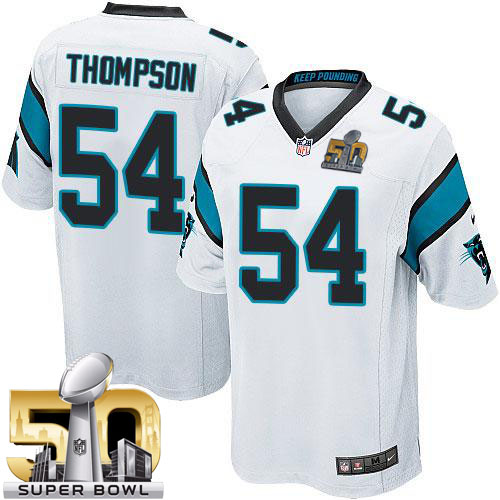 Nike Panthers #54 Shaq Thompson White Super Bowl 50 Youth Stitched NFL Elite Jersey