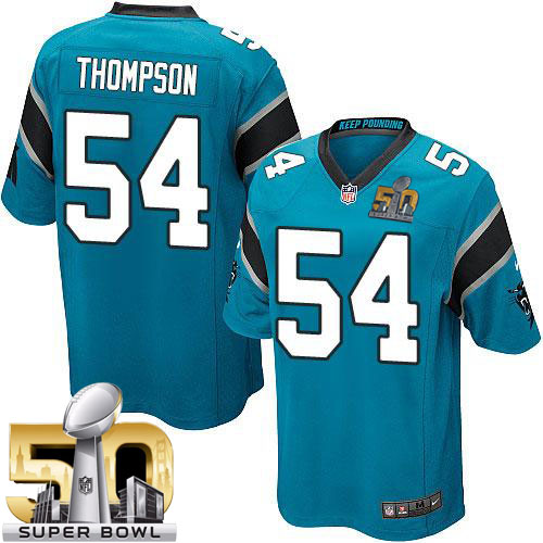Nike Panthers #54 Shaq Thompson Blue Alternate Super Bowl 50 Youth Stitched NFL Elite Jersey
