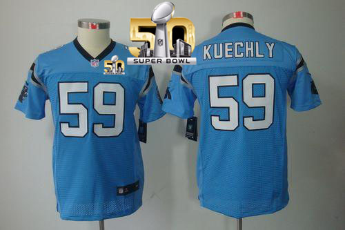 Nike Panthers #59 Luke Kuechly Blue Alternate Super Bowl 50 Youth Stitched NFL Limited Jersey