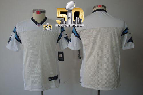 Nike Panthers Blank White Super Bowl 50 Youth Stitched NFL Limited Jersey