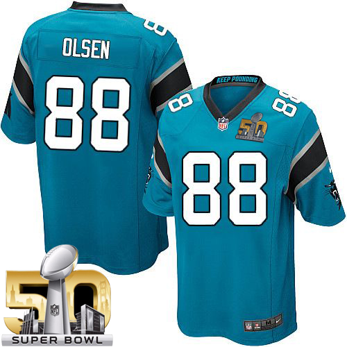 Nike Panthers #88 Greg Olsen Blue Alternate Super Bowl 50 Youth Stitched NFL Elite Jersey