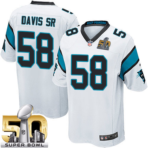 Nike Panthers #58 Thomas Davis Sr White Super Bowl 50 Youth Stitched NFL Elite Jersey