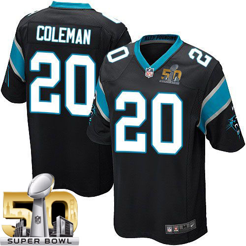 Nike Panthers #20 Kurt Coleman Black Team Color Super Bowl 50 Youth Stitched NFL Elite Jersey