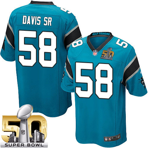 Nike Panthers #58 Thomas Davis Sr Blue Alternate Super Bowl 50 Youth Stitched NFL Elite Jersey