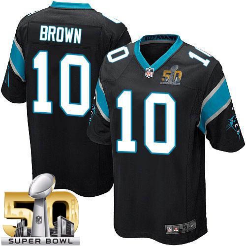 Nike Panthers #10 Corey Brown Black Team Color Super Bowl 50 Youth Stitched NFL Elite Jersey