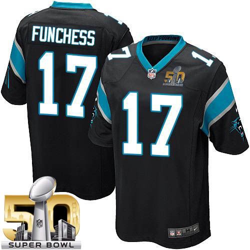 Nike Panthers #17 Devin Funchess Black Team Color Super Bowl 50 Youth Stitched NFL Elite Jersey