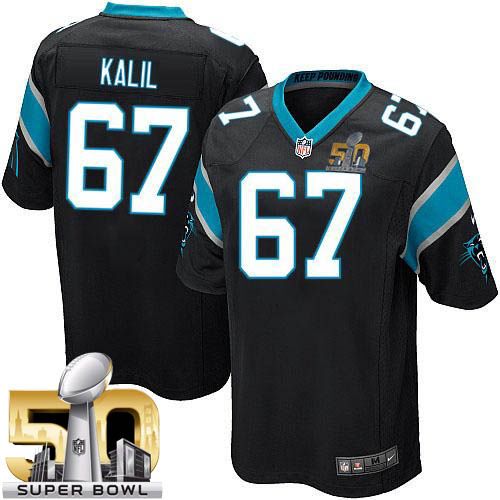 Nike Panthers #67 Ryan Kalil Black Team Color Super Bowl 50 Youth Stitched NFL Elite Jersey