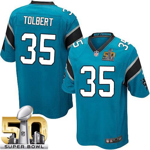 Nike Panthers #35 Mike Tolbert Blue Alternate Super Bowl 50 Youth Stitched NFL Elite Jersey