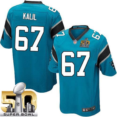 Nike Panthers #67 Ryan Kalil Blue Alternate Super Bowl 50 Youth Stitched NFL Elite Jersey