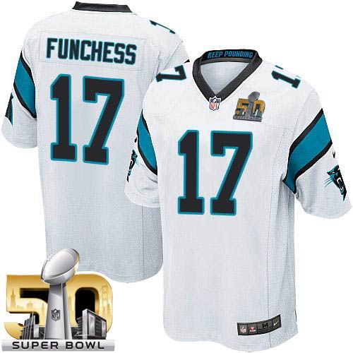 Nike Panthers #17 Devin Funchess White Super Bowl 50 Youth Stitched NFL Elite Jersey