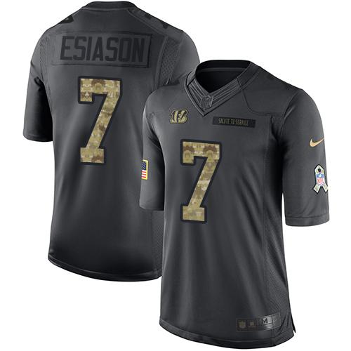 Nike Bengals #7 Boomer Esiason Black Youth Stitched NFL Limited 2016 Salute to Service Jersey