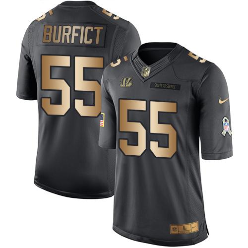 Nike Bengals #55 Vontaze Burfict Black Youth Stitched NFL Limited Gold Salute to Service Jersey