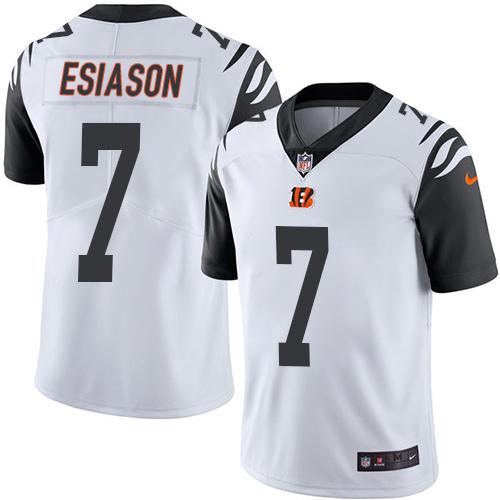 Nike Bengals #7 Boomer Esiason White Youth Stitched NFL Limited Rush Jersey