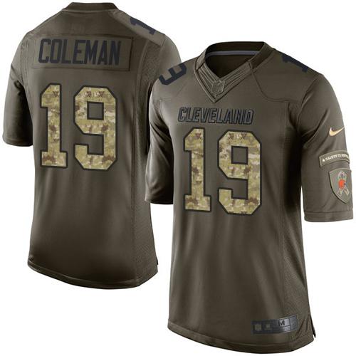 Nike Browns #19 Corey Coleman Green Youth Stitched NFL Limited Salute to Service Jersey