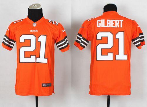 Nike Browns #21 Justin Gilbert Orange Alternate Youth Stitched NFL Elite Jersey