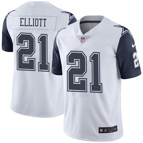 Nike Cowboys #21 Ezekiel Elliott White Youth Stitched NFL Limited Rush Jersey