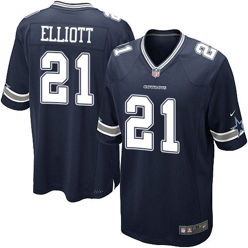 Nike Cowboys #21 Ezekiel Elliott Navy Blue Team Color Youth Stitched NFL Elite Jersey
