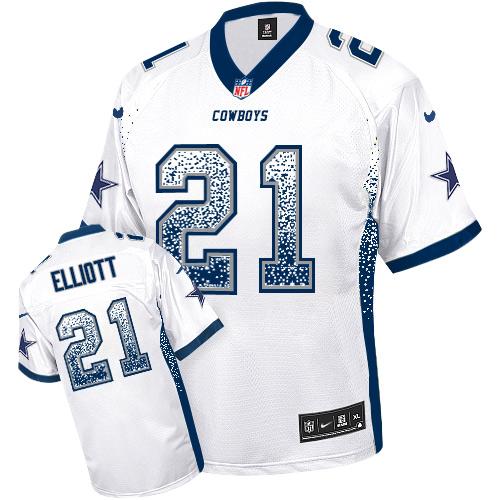 Nike Cowboys #21 Ezekiel Elliott White Youth Stitched NFL Elite Drift Fashion Jersey