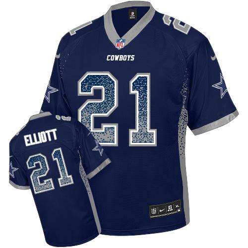 Nike Cowboys #21 Ezekiel Elliott Navy Blue Team Color Youth Stitched NFL Elite Drift Fashion Jersey