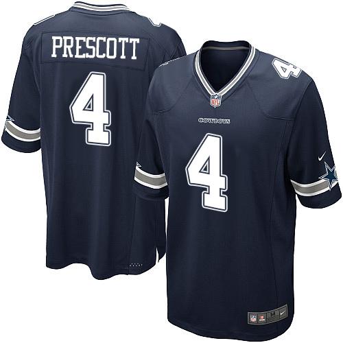 Nike Cowboys #4 Dak Prescott Navy Blue Team Color Youth Stitched NFL Elite Jersey
