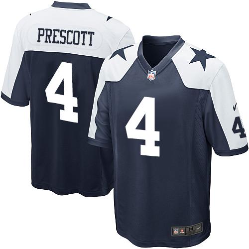 Nike Cowboys #4 Dak Prescott Navy Blue Thanksgiving Throwback Youth Stitched NFL Elite Jersey