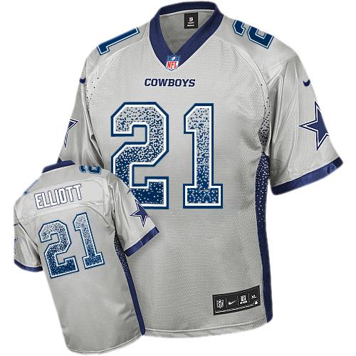 Nike Cowboys #21 Ezekiel Elliott Grey Youth Stitched NFL Elite Drift Fashion Jersey