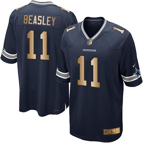 Nike Cowboys #11 Cole Beasley Navy Blue Team Color Youth Stitched NFL Elite Gold Jersey