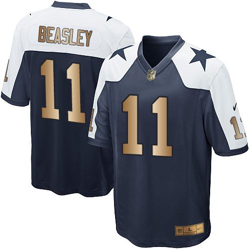 Nike Cowboys #11 Cole Beasley Navy Blue Thanksgiving Throwback Youth Stitched NFL Elite Gold Jersey