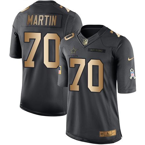 Nike Cowboys #70 Zack Martin Black Youth Stitched NFL Limited Gold Salute to Service Jersey