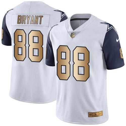 Nike Cowboys #88 Dez Bryant White Youth Stitched NFL Limited Gold Rush Jersey