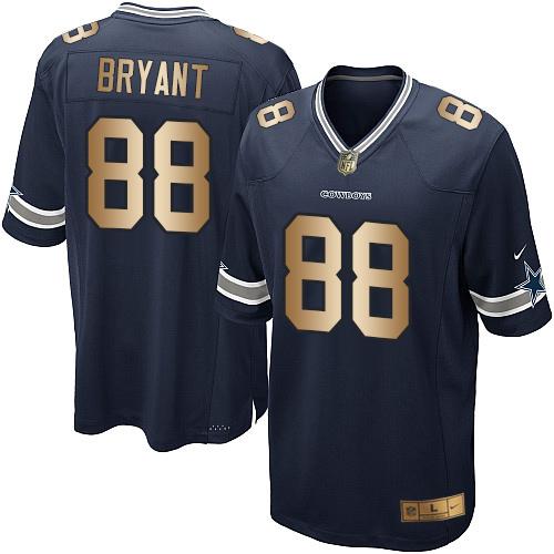 Nike Cowboys #88 Dez Bryant Navy Blue Team Color Youth Stitched NFL Elite Gold Jersey