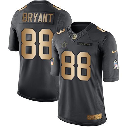 Nike Cowboys #88 Dez Bryant Black Youth Stitched NFL Limited Gold Salute to Service Jersey