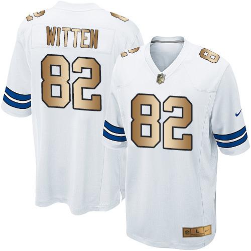 Nike Cowboys #82 Jason Witten White Youth Stitched NFL Elite Gold Jersey
