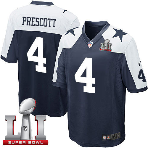Nike Cowboys #4 Dak Prescott Navy Blue Thanksgiving Throwback Youth Stitched NFL Super Bowl LI 51 Elite Jersey
