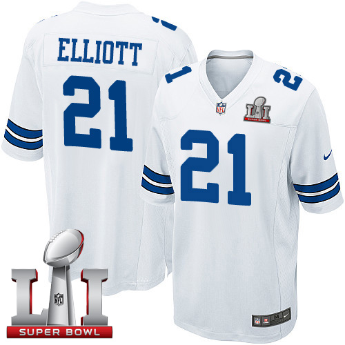 Nike Cowboys #21 Ezekiel Elliott White Youth Stitched NFL Super Bowl LI 51 Elite Jersey