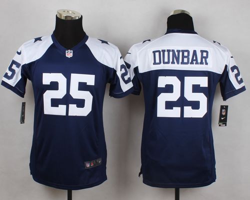 Nike Cowboys #25 Lance Dunbar Navy Blue Thanksgiving Youth Throwback Stitched NFL Elite Jersey