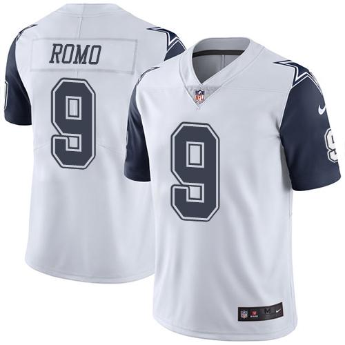 Nike Cowboys #9 Tony Romo White Youth Stitched NFL Limited Rush Jersey