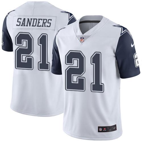 Nike Cowboys #21 Deion Sanders White Youth Stitched NFL Limited Rush Jersey