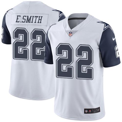 Nike Cowboys #22 Emmitt Smith White Youth Stitched NFL Limited Rush Jersey