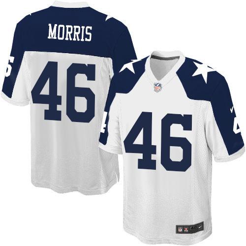 Nike Cowboys #46 Alfred Morris White Thanksgiving Youth Stitched NFL Throwback Elite Jersey
