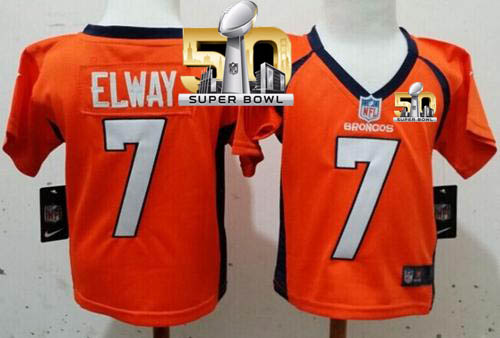 Toddler Nike Broncos #7 John Elway Orange Team Color Super Bowl 50 Stitched NFL Elite Jersey