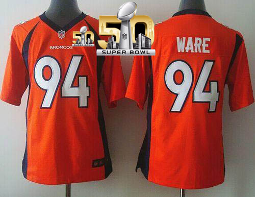 Nike Broncos #94 DeMarcus Ware Orange Team Color Super Bowl 50 Youth Stitched NFL New Elite Jersey