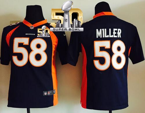 Nike Broncos #58 Von Miller Blue Alternate Super Bowl 50 Youth Stitched NFL Elite Jersey